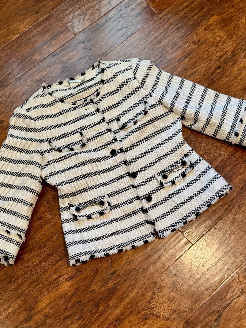 White House | Black Market - Black and White Striped Lady Jacket - Size 6